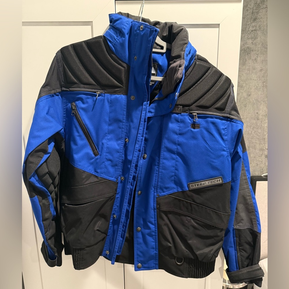 The North Face Steep Tech Blue and Black Ski Jacket Moto sz M